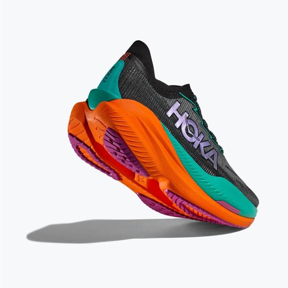 NEW HOKA men's mach x 2 running shoes in black/electric aqua - Picture 4 of 7